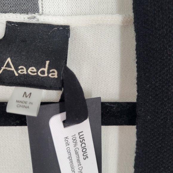 Aaeda womens open cardigan Size M Long Sleeve Black White Colorblock New - Picture 4 of 5